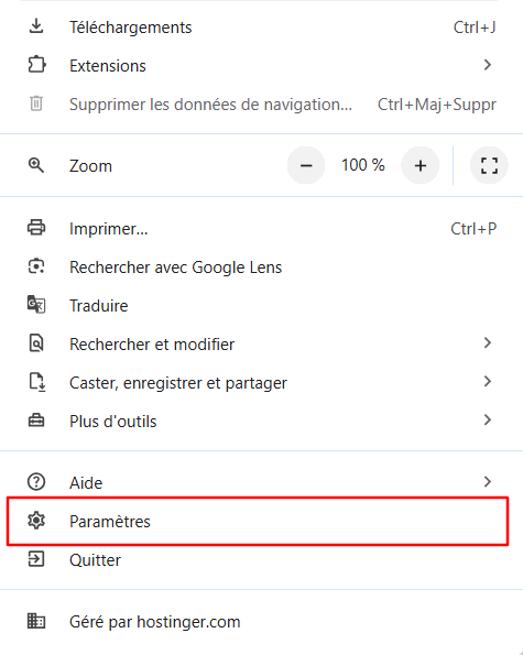 Paramètres de Google Chrome