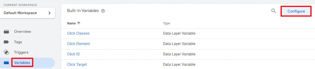 Configurer les variables sur Google Tag Manager