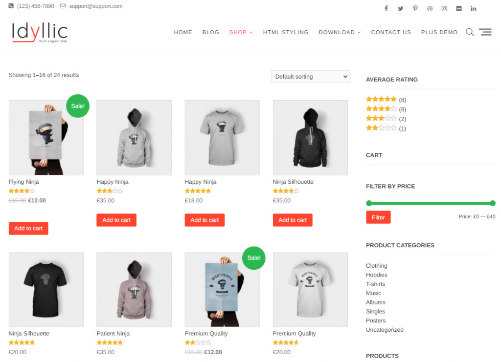 Idyllic, un thème WooCommerce WordPress