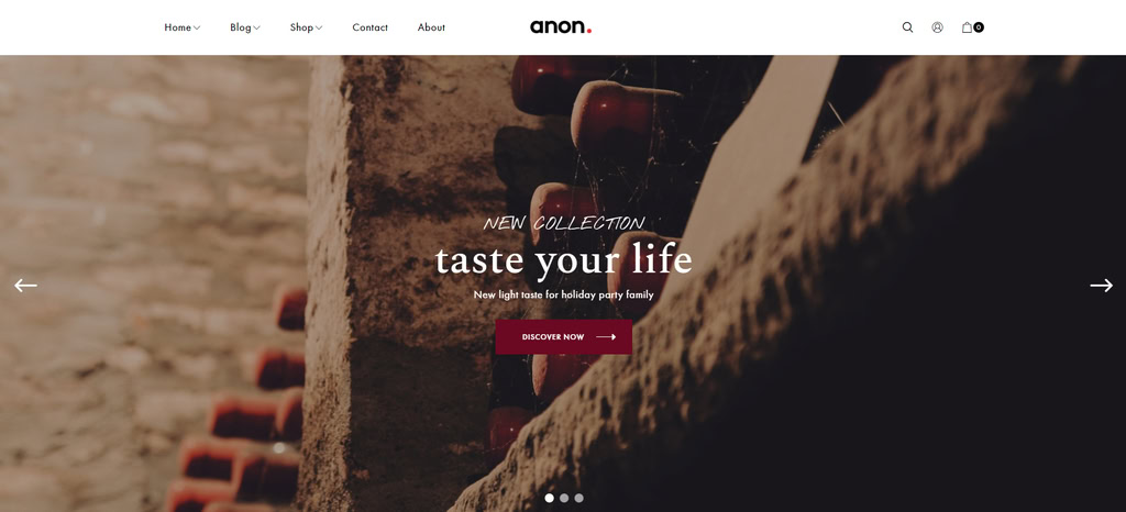 Anon, un thème WooCommerce WordPress 