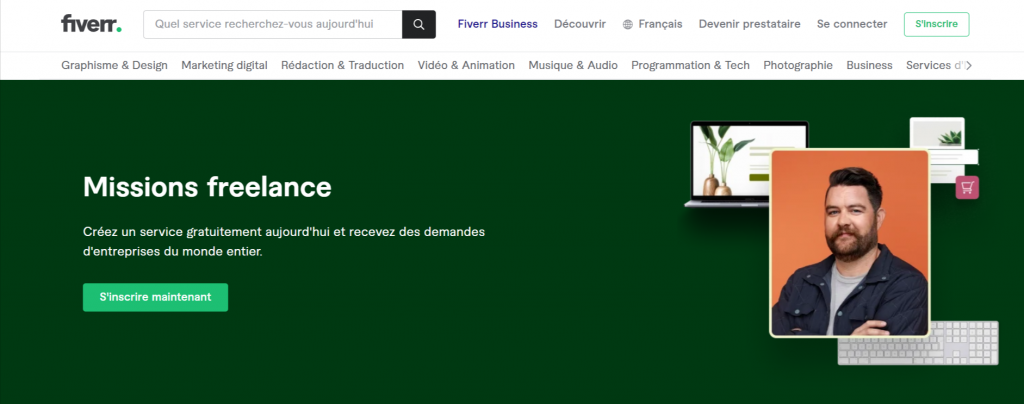 Page du prestataire sur Fiverr 