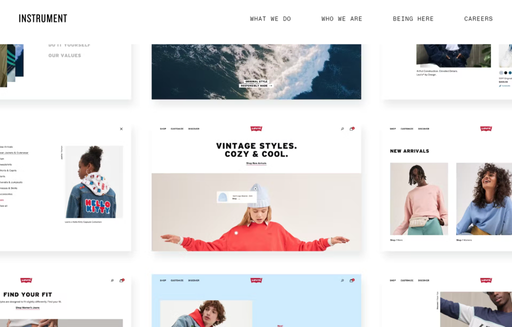 Un aperçu du site web de Levi, un projet de conception de site web géré par Instrument