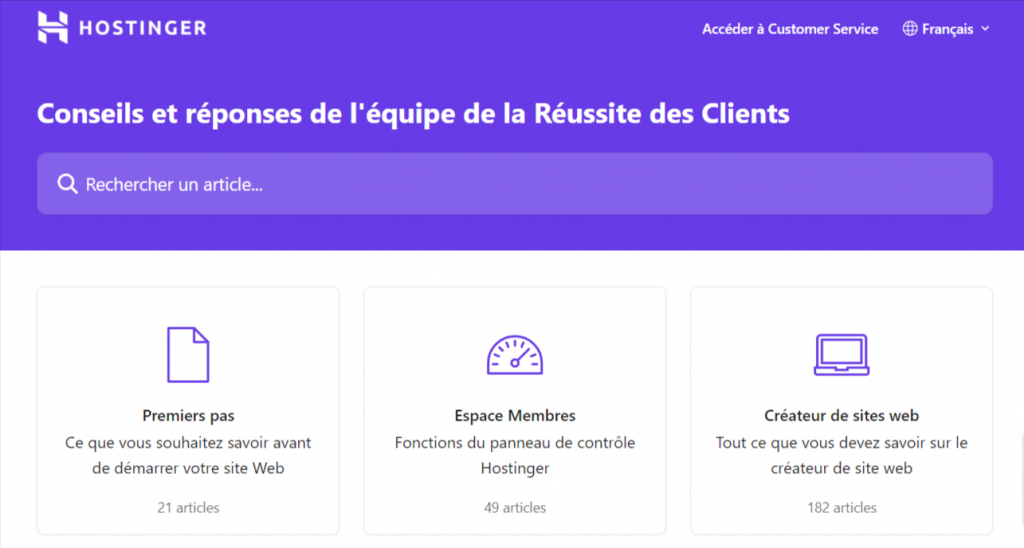 La base de connaissances de Hostinger