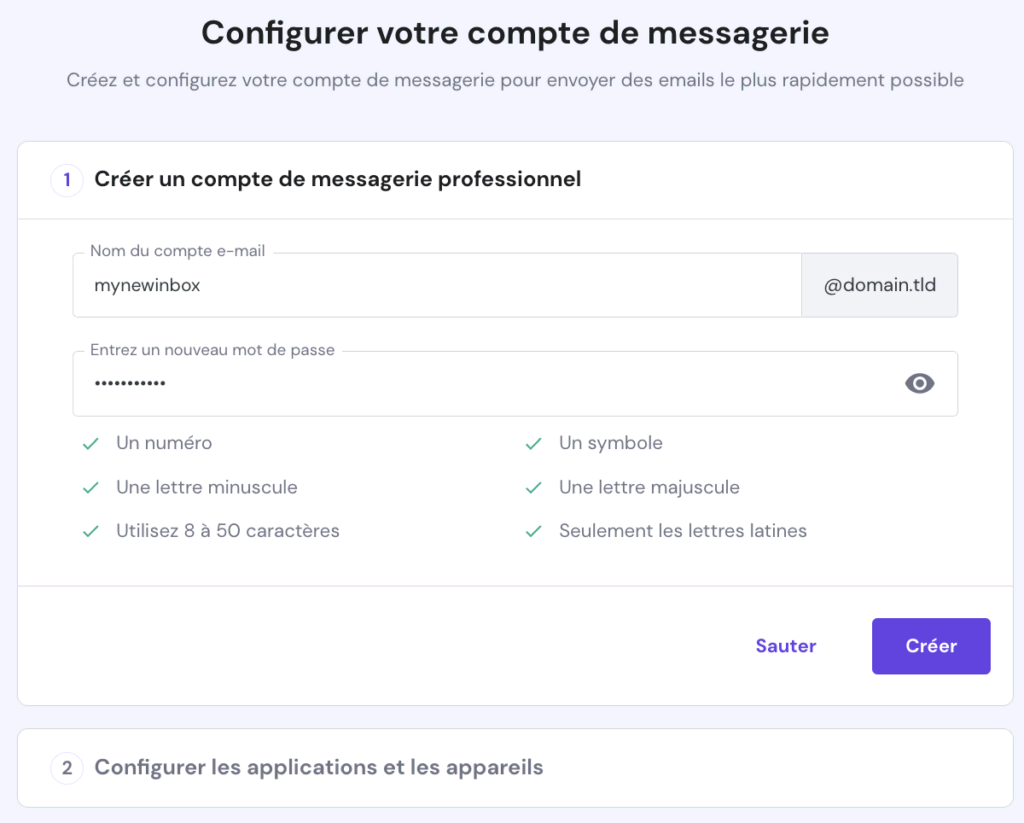 Configurer votre compte de messagerie sur hPanel 