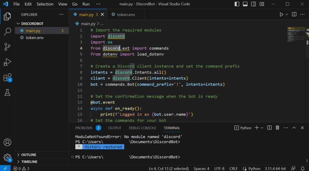Interface utilisateur de Visual Studio Code