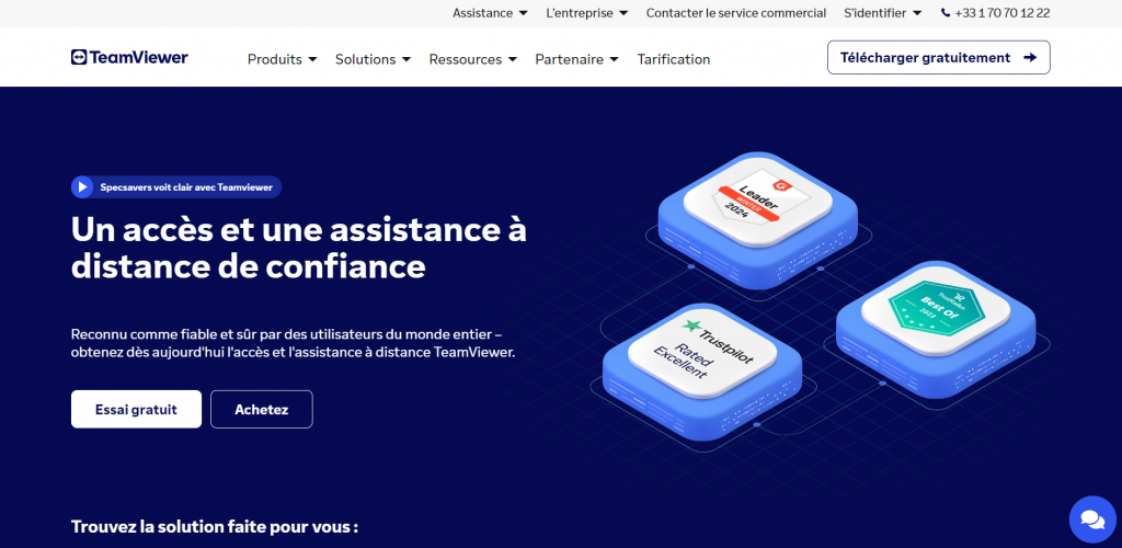 Page d'accueil du site TeamViewer
