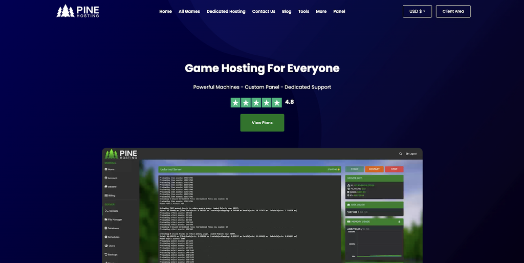 Site web de Pine Hosting