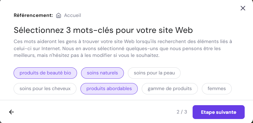 Sélectionner des mots-clés pour le site web