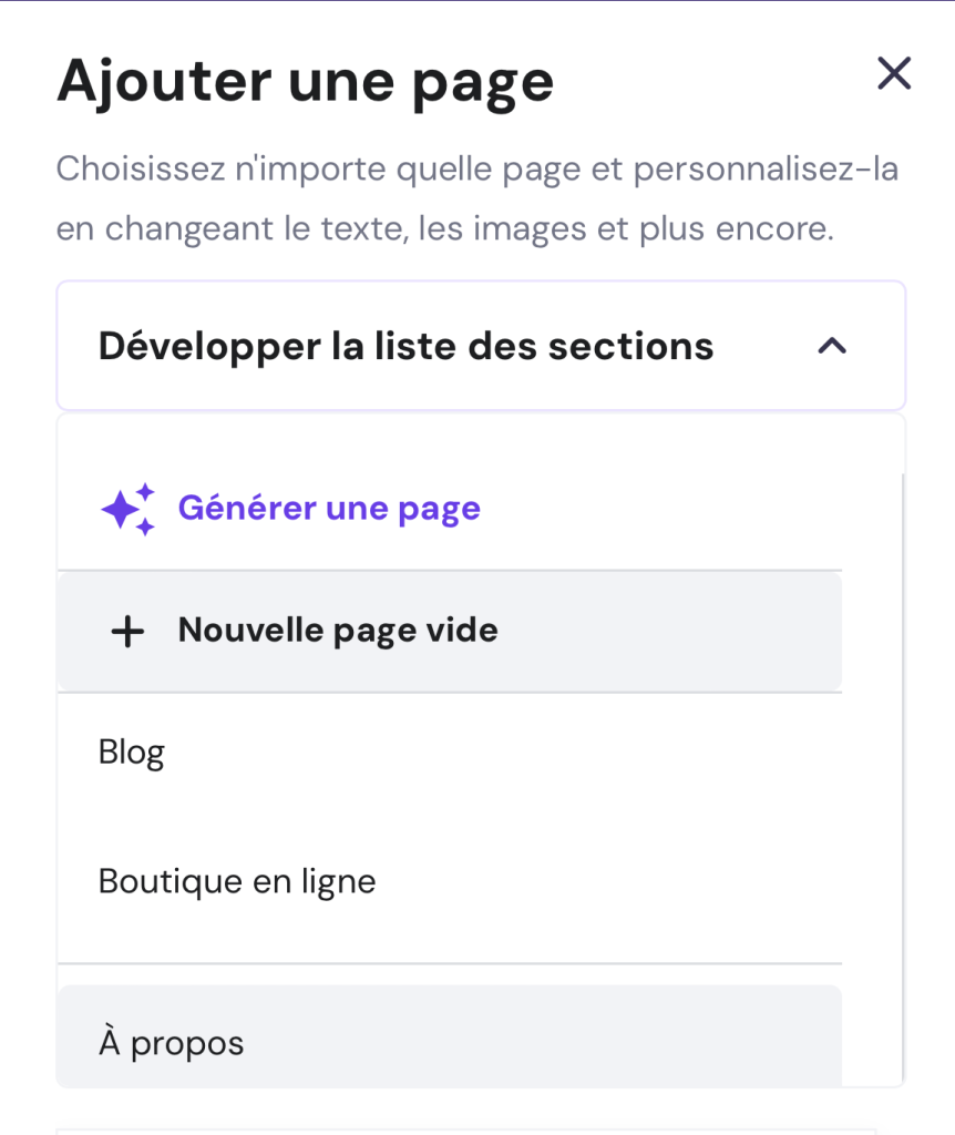 Ajouter une page dans l'éditeur mobile