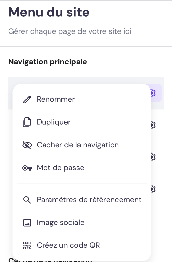 Paramètres de page de l'éditeur mobile