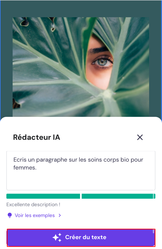 le rédacteur IA de l'éditeur mobile