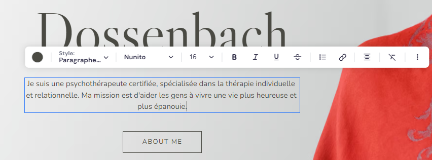 Editeur de texte dans le Créateur de site Internet Hostinger