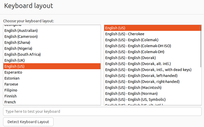 Paramètres de disposition du clavier d'Ubuntu