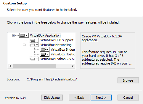 Processus d'installation de VirtualBox