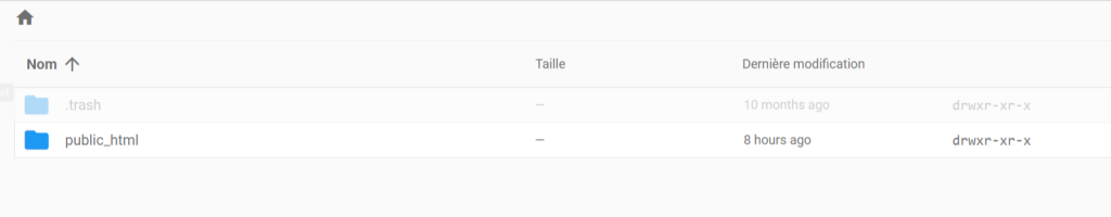 Le dossier public_html sur le Gestionnaire de fichiers Hostinger