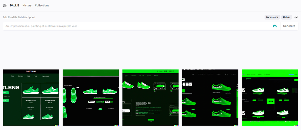 Générer des variations de design web dans DALL-E