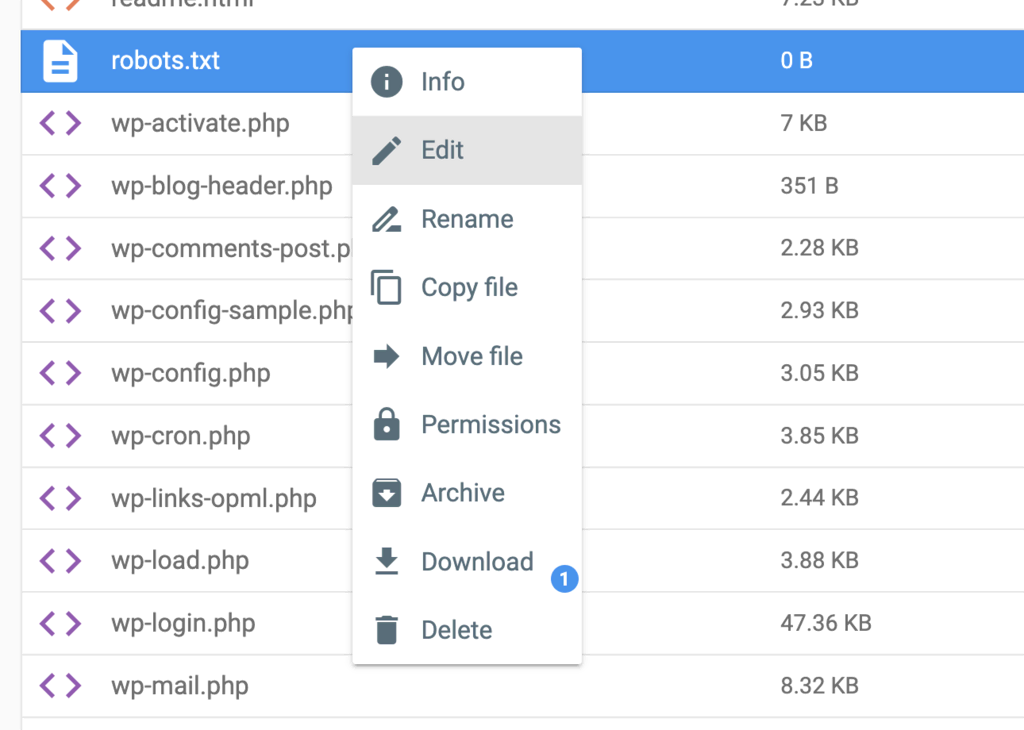 le fichier robots.txt dans hPanel 