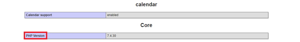 Informations sur la version de PHP dans le fichier phpinfo.php