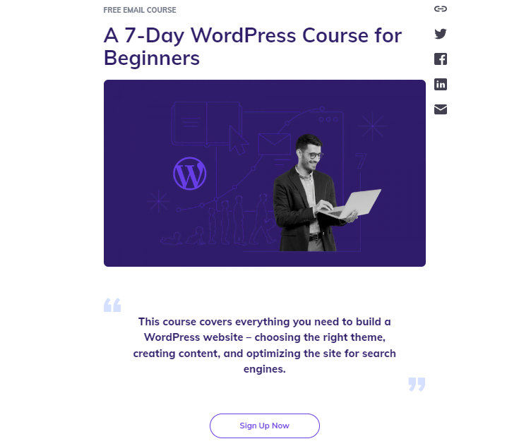 un cours en ligne WordPress gratuit comme lead magnet