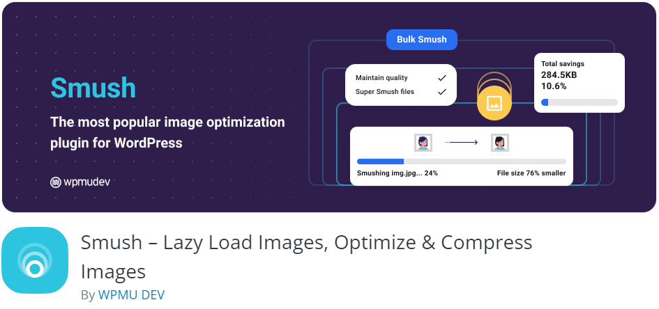 Bannière du plugin WordPress Smush
