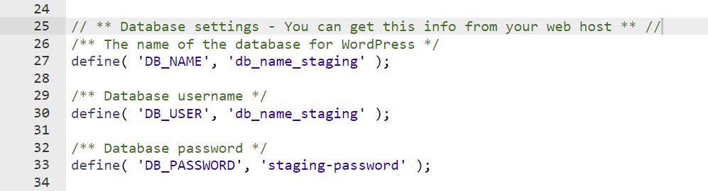 Détails de la base de données WordPress dans wp-config.php