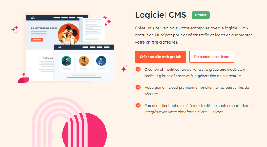 Landing page du logiciel CMS de HubSpot