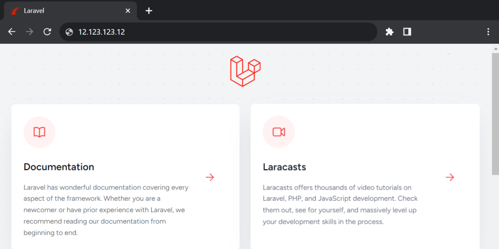 La page d'accueil de Laravel