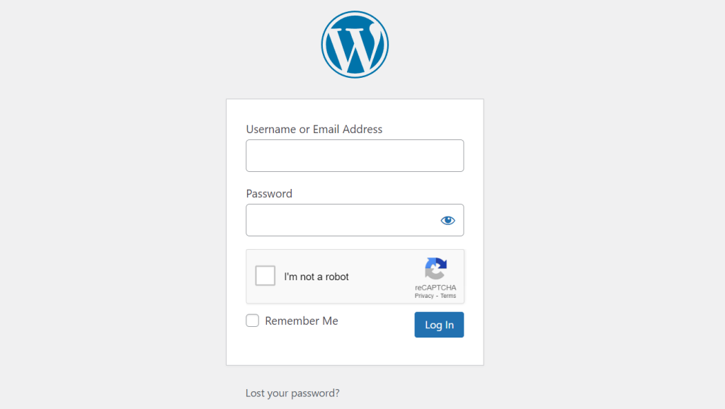 reCAPTCHA dans la page de connexion de WordPress