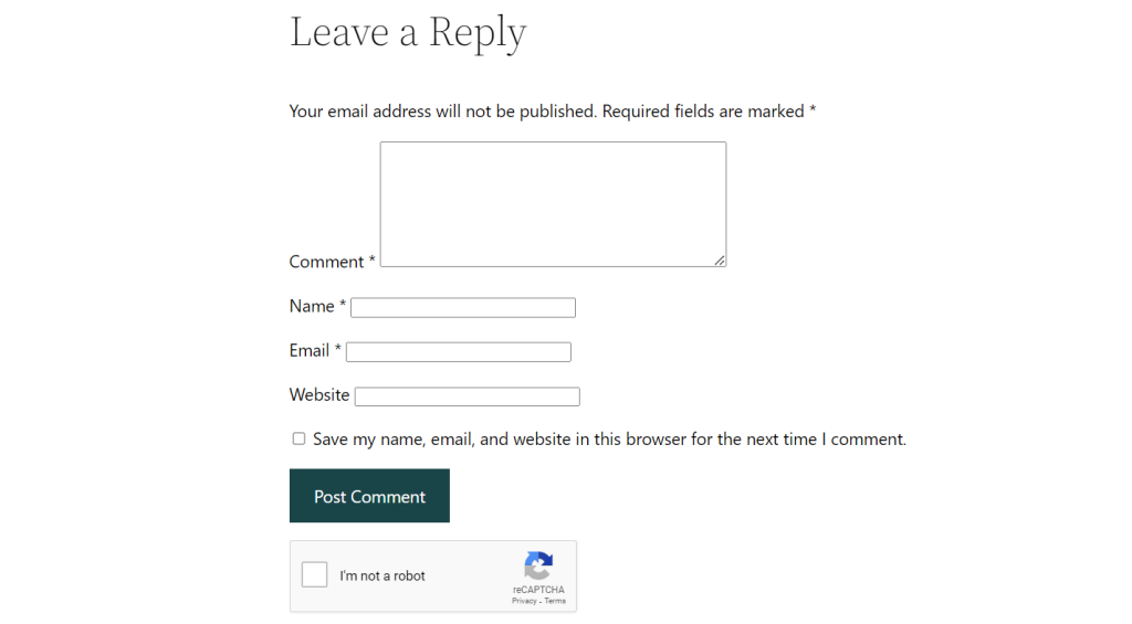 reCAPTCHA sur le formulaire de commentaire d'un article WordPress