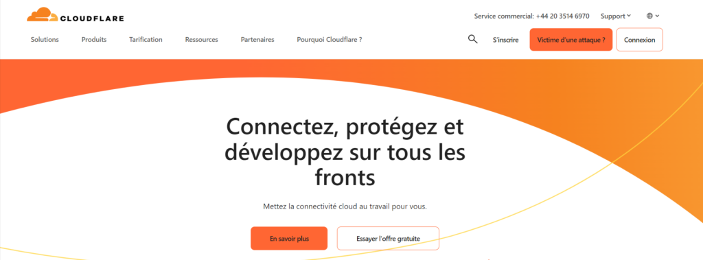 Page d'accueil de Cloudflare