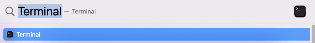 Le Launchpad de macOS affiche le résultat de la recherche pour Terminal