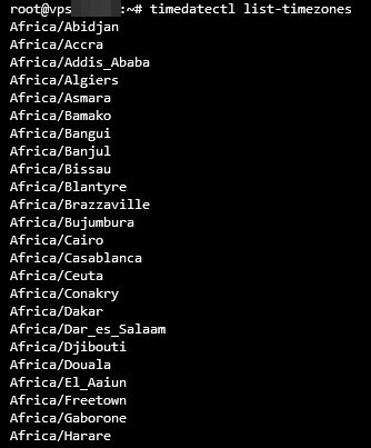 Liste des fuseaux horaires sur le terminal Ubuntu
