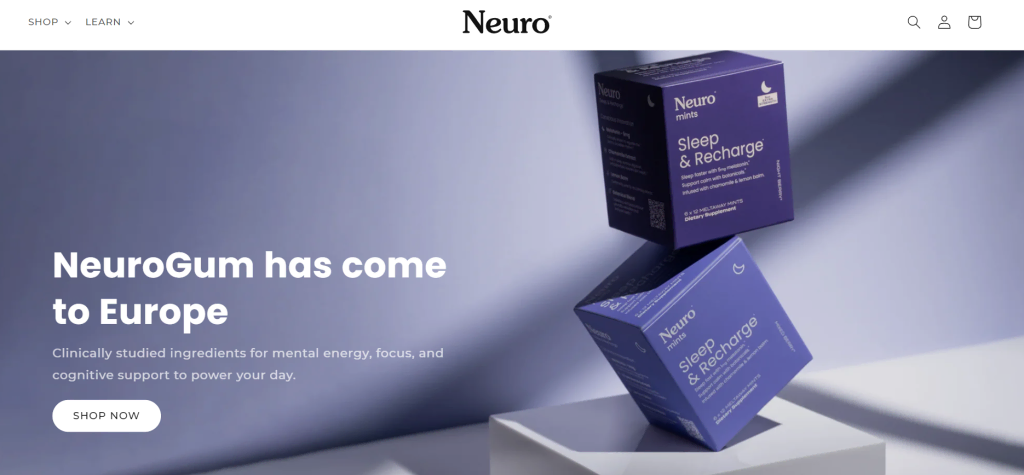 page d'accueil du site ecommerce neuro