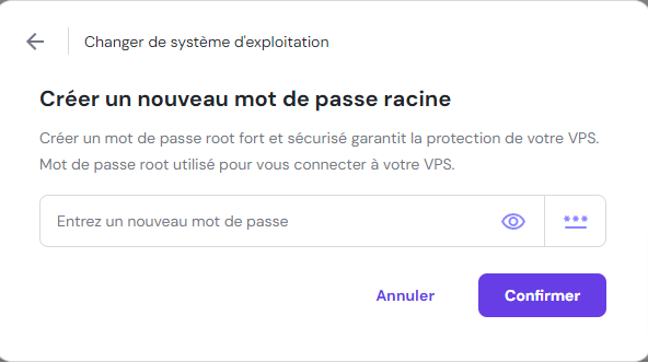 Créer un nouveau mot de passe pour l'accès au VPS