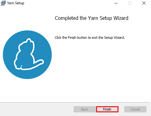 L'installation de Yarn est terminée sur Windows