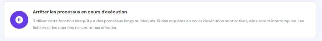 arreter les processus en cours avec hPanel