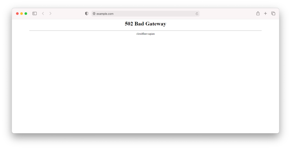 Erreur Bad Gateway de Cloudflare