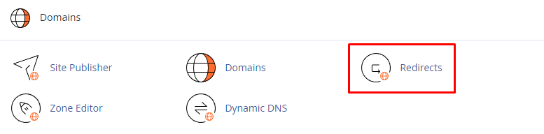 Le menu Redirects sur cPanel