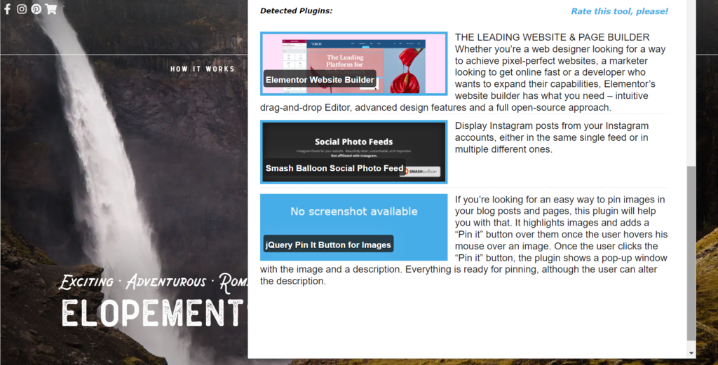 L'extension de navigateur WordPress Theme Detector and Plugins Detector affiche les plugins installés sur un site