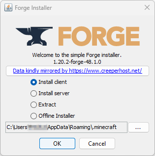 Le programme d'installation de Forge