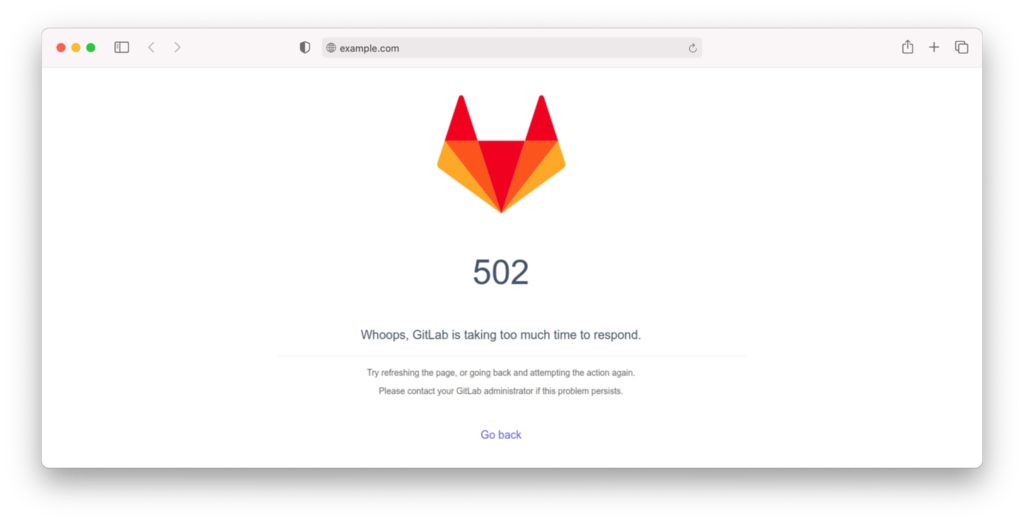 Page d'erreur 502 de Gitlab