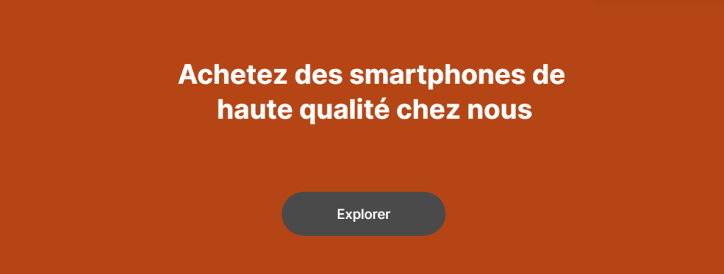 Un titre et un bouton sur la page d'accueil du mauvais site web.