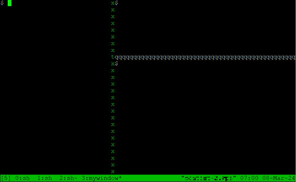 Redimensionnement des volets dans une fenêtre tmux