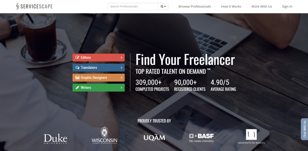Servicescape, un site freelance