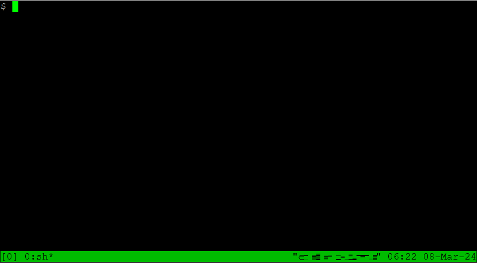 Interface utilisateur de la session tmux