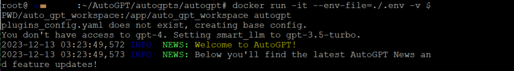 Docker exécute Auto-GPT