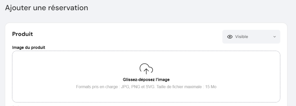 La section Ajouter une réservation dans le gestionnaire de boutique