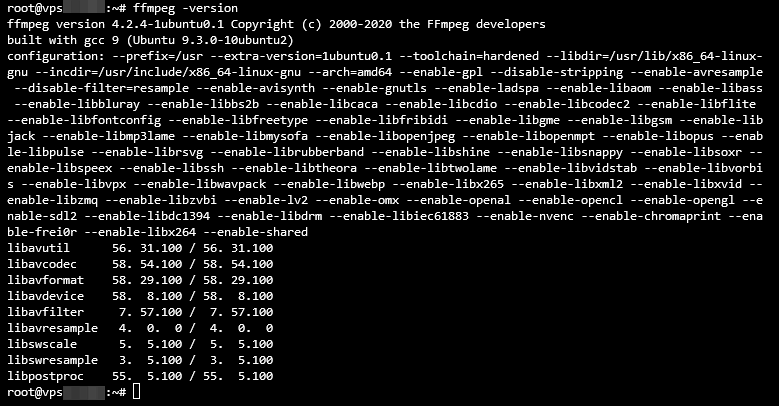 Vérification de la version de FFmpeg sous Linux