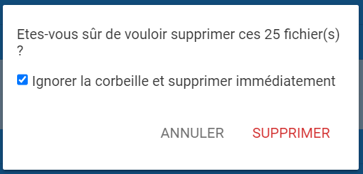 L'invite de confirmation de la suppression dans le gestionnaire de fichiers d'Hostinger. 