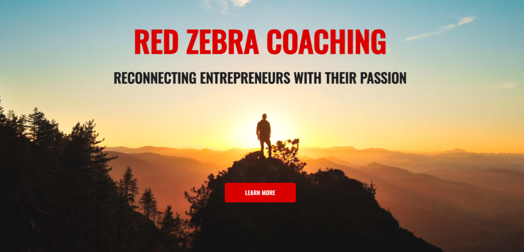 Page d'accueil du site web de Red Zebra Coaching 